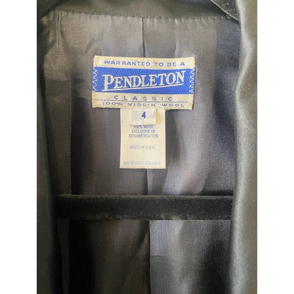 VINTAGE Pendleton Blazer Womens Size 4 100% Wool Black Classic Office Capsule - Picture 4 of 10